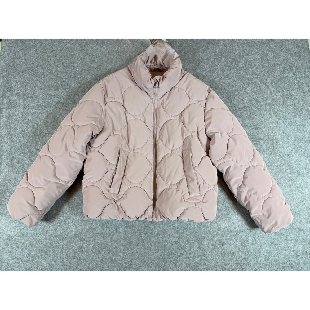 Zara Puffer Coat Kids Size 11-12 Dusty Lilac Good Rubberized Quilted Jacket
